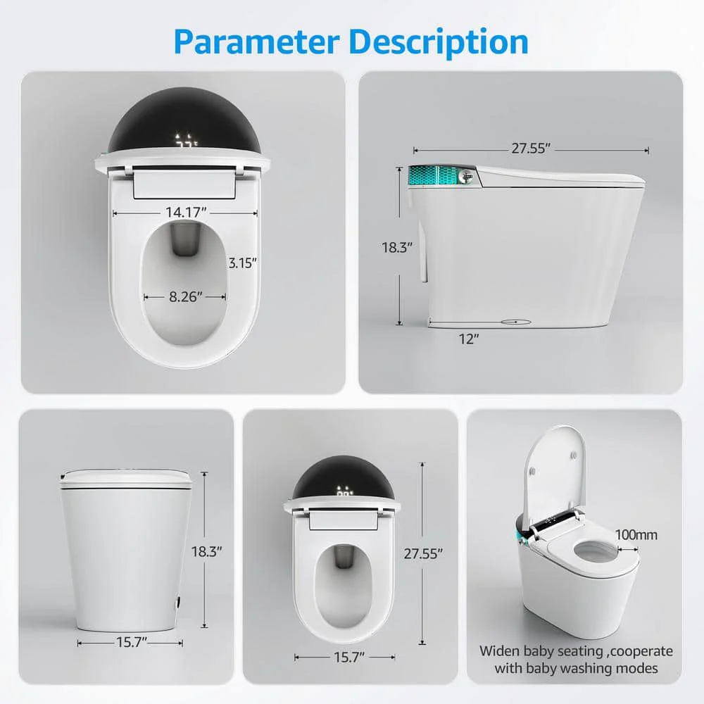 Yulika DJ-G5 Smart Toilet with Heated Bidet Seat, Warm Water Sprayer, and Remote Control - Image 3