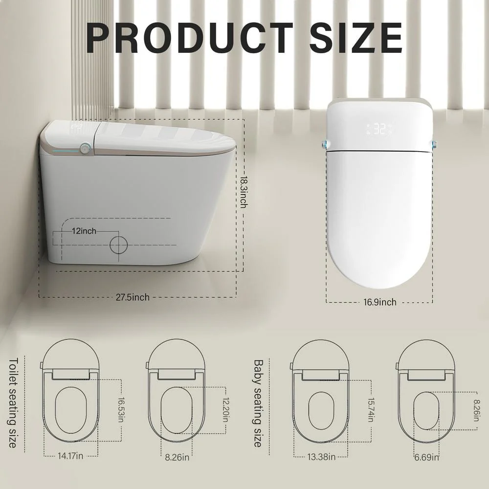 Yulika DJ-U2 One Piece Bidet Toilet with Heated Seat & Remote Control - Image 7