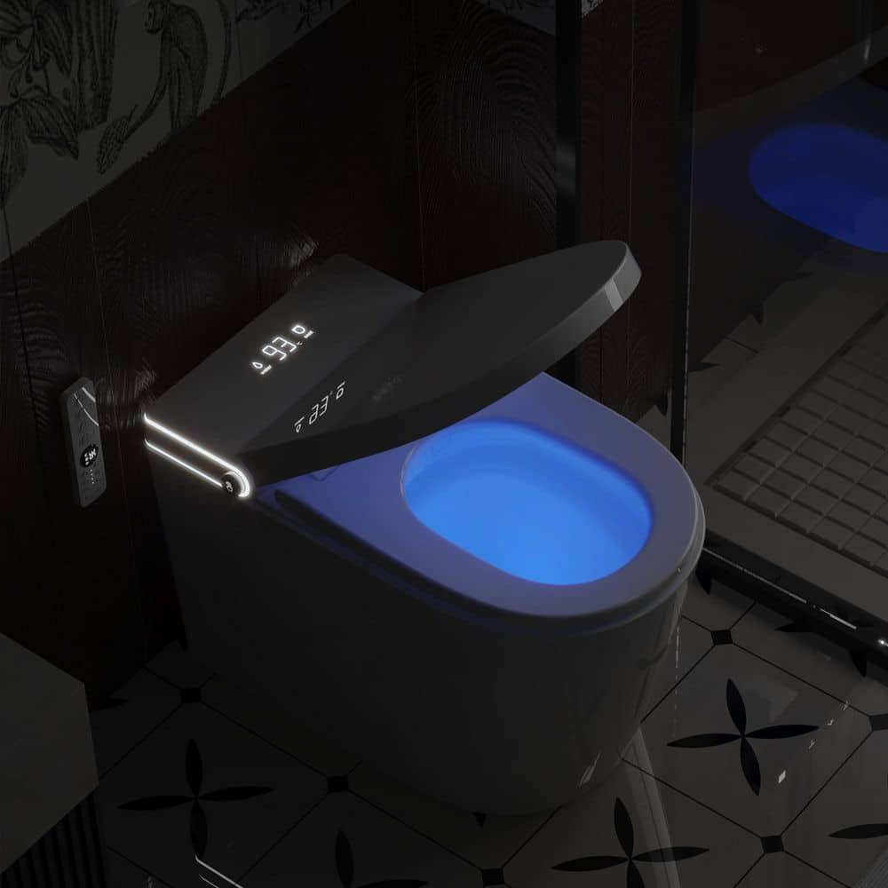 yulika Elongated 1.28 GPF Smart Bidet Toilet with Built-in Foot Sensor and Heated Seat - Image 3