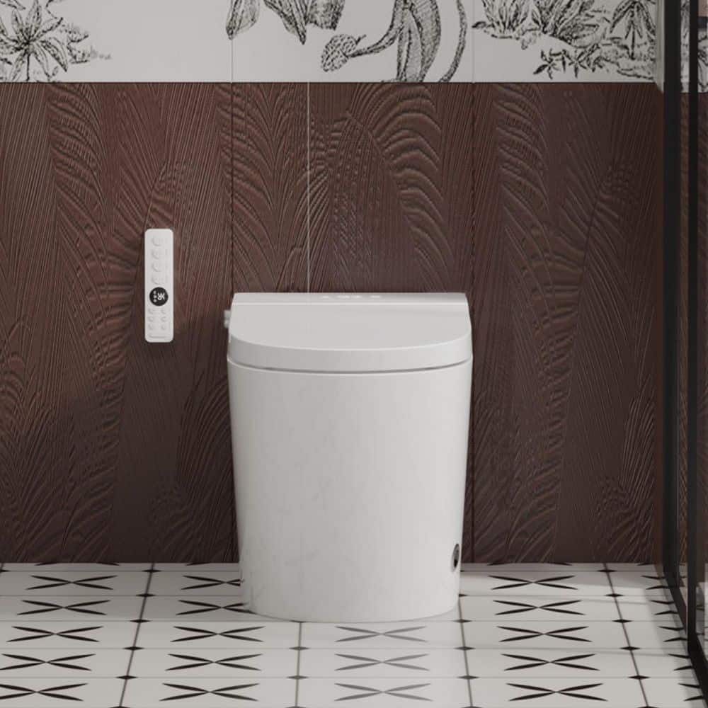 yulika Elongated 1.28 GPF Smart Bidet Toilet with Built-in Foot Sensor and Heated Seat - Image 5