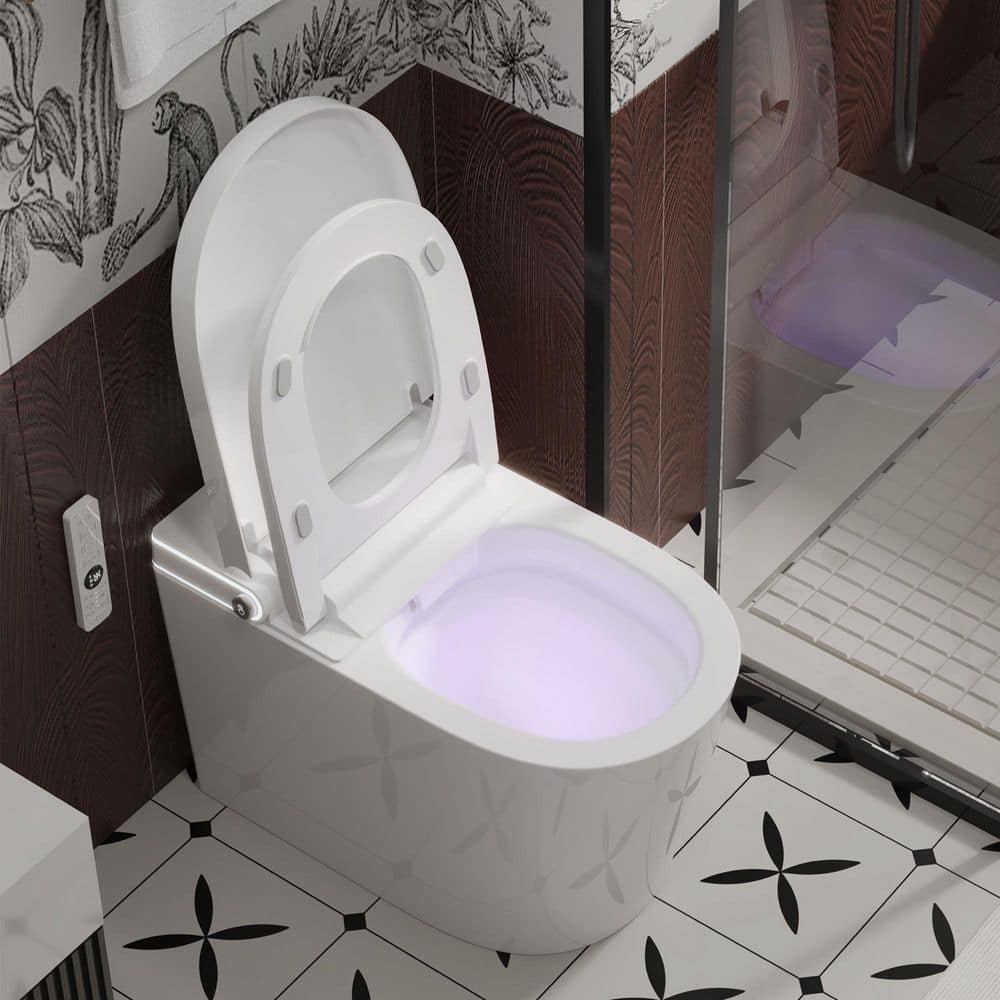 yulika Elongated 1.28 GPF Smart Bidet Toilet with Built-in Foot Sensor and Heated Seat - Image 6