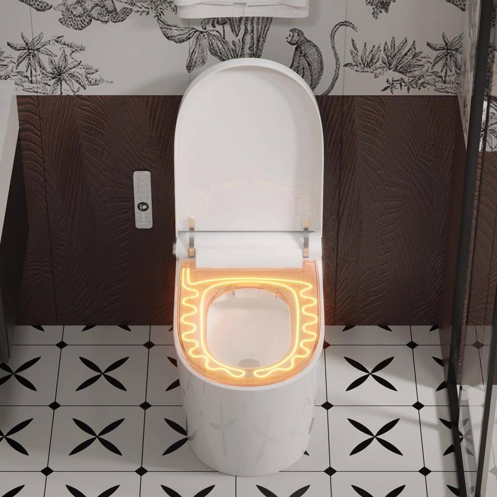 yulika Elongated 1.28 GPF Smart Bidet Toilet with Built-in Foot Sensor and Heated Seat - Image 7