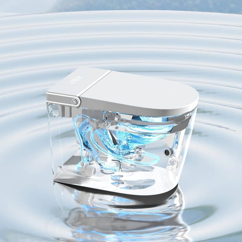 yulika Elongated 1.28 GPF Smart Bidet Toilet with Built-in Foot Sensor and Heated Seat - Image 8
