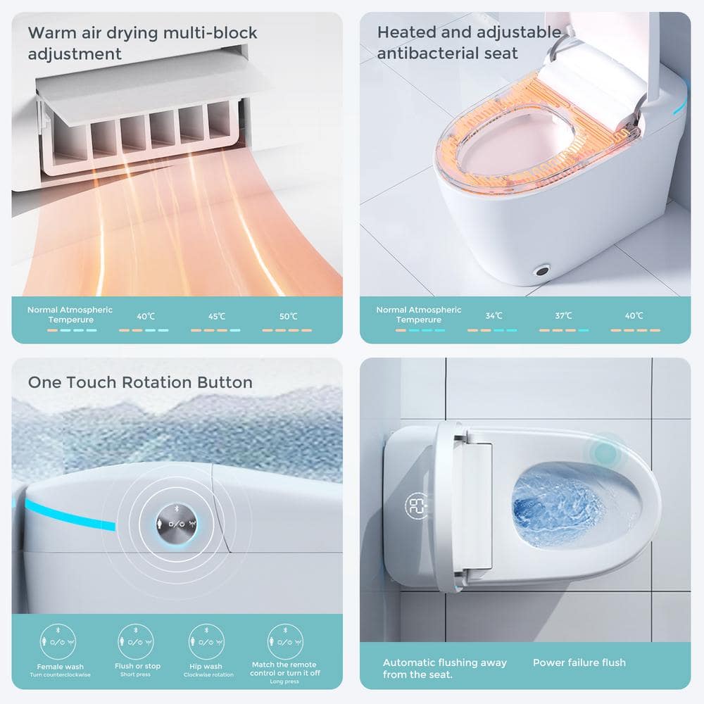 Yulika Smart Toilet with Bidet, Heated Seat & Remote Control - Image 8