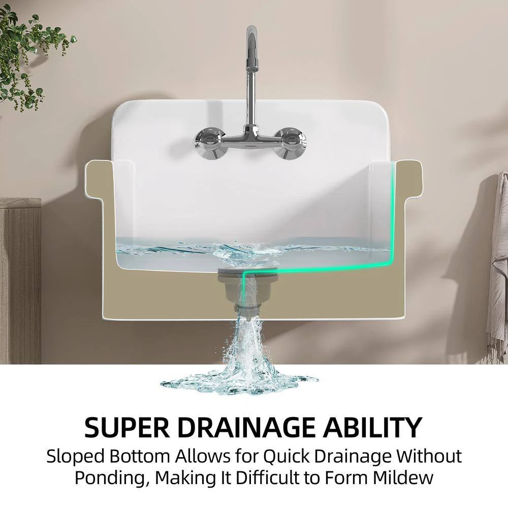 Zeafive 10 Gal 24"x20" Ceramic Wall/Freestanding Utility Sink - White - Image 5