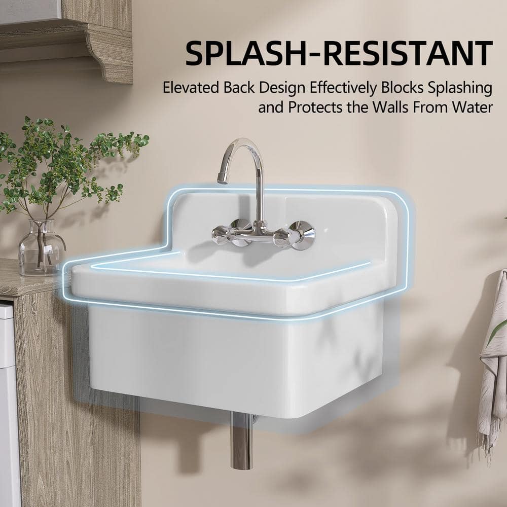 Zeafive 10 Gal 24"x20" Ceramic Wall/Freestanding Utility Sink - White - Image 9