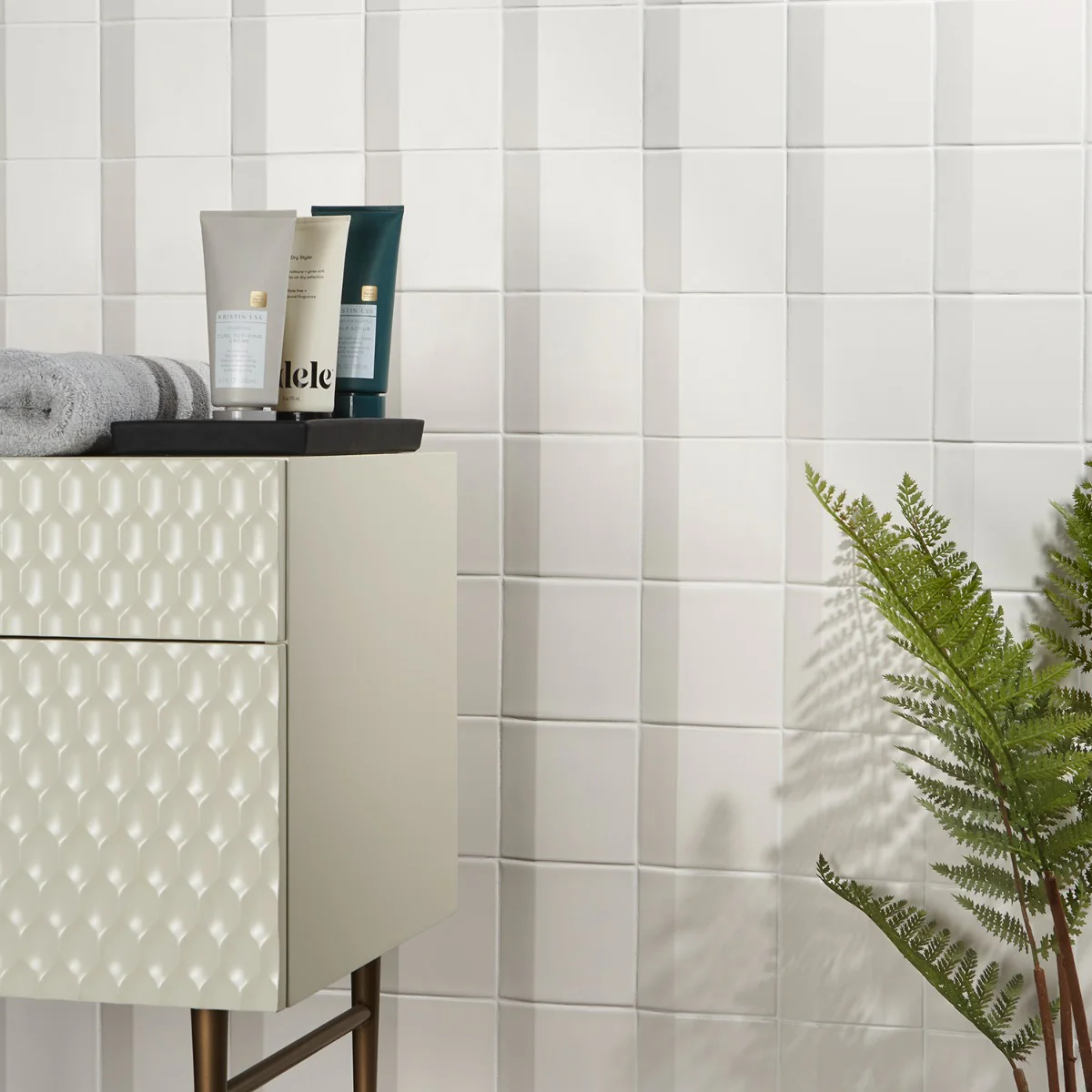Zeal Edge 3D White 5x5 Matte Porcelain Tile - Lux Tile