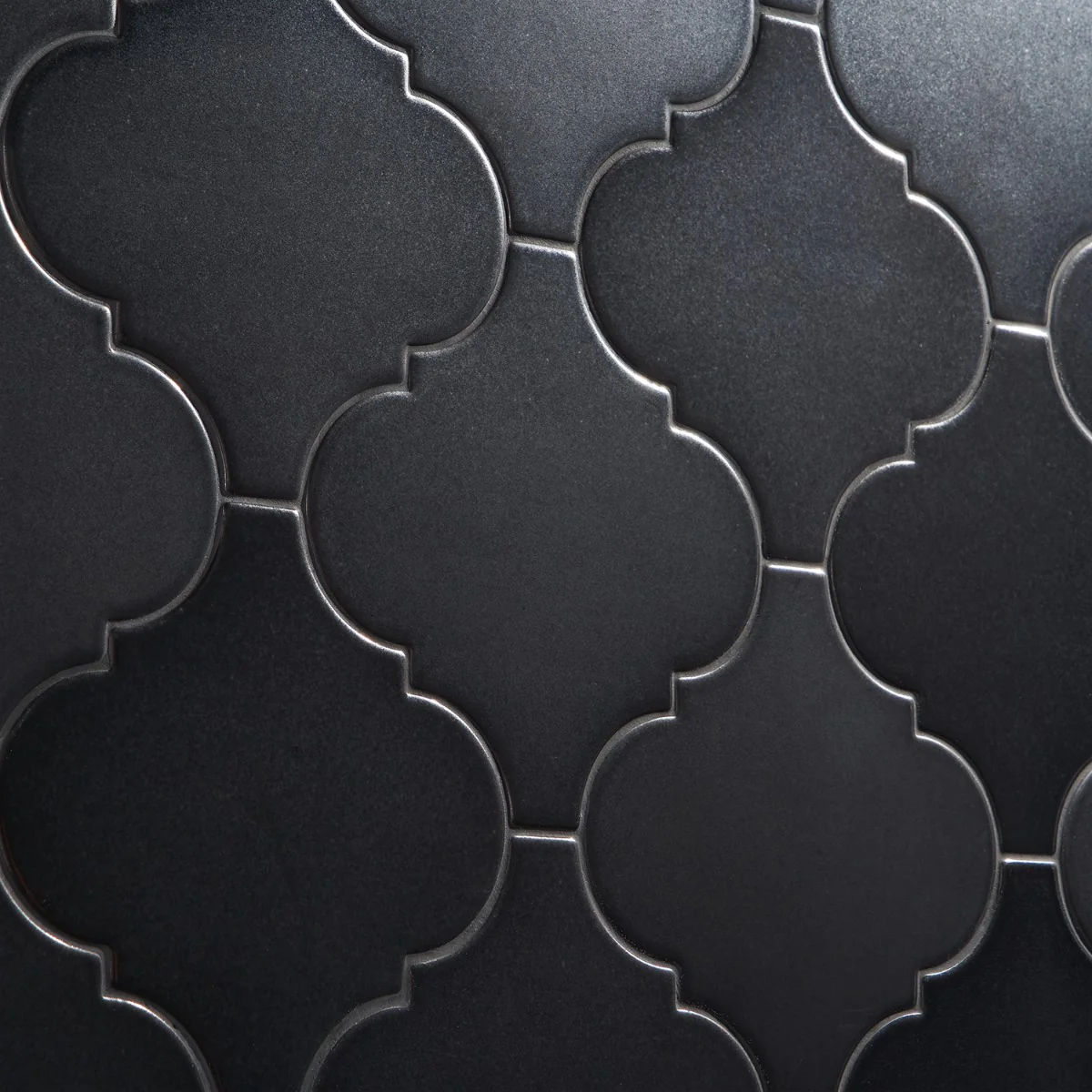 Zeal Gunmetal Gray Arabesque Polished Porcelain Tile - Lux Tile - Image 4