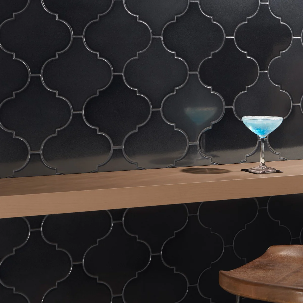 Zeal Gunmetal Gray Arabesque Polished Porcelain Tile - Lux Tile - Image 5