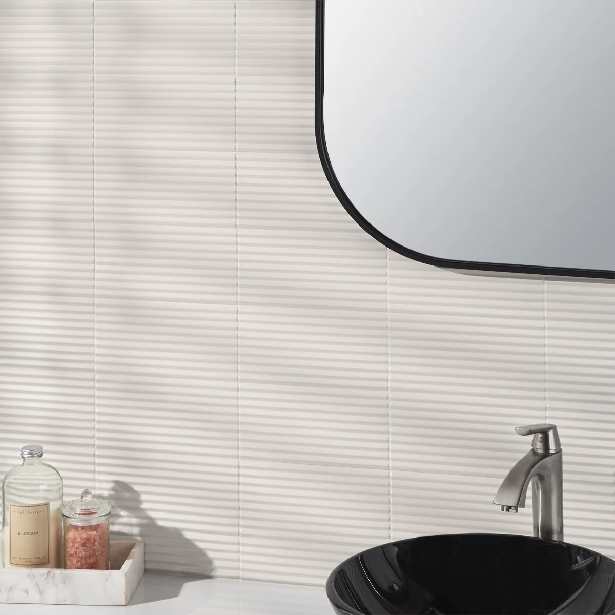Zeal Linear 3D Matte Porcelain Tile - 5x10 White