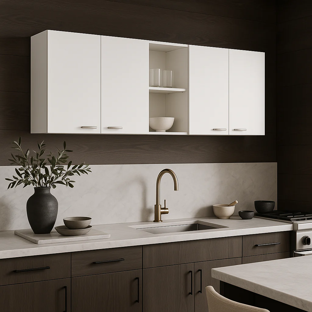 Zeus & Ruta White Plywood Wall Kitchen Cabinet with 2-Shelves and Double Door - Image 2