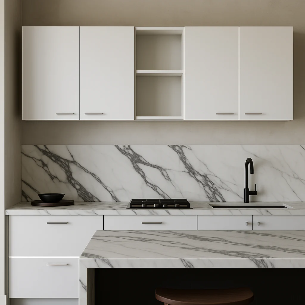 Zeus & Ruta White Plywood Wall Kitchen Cabinet with 2-Shelves and Double Door - Image 3