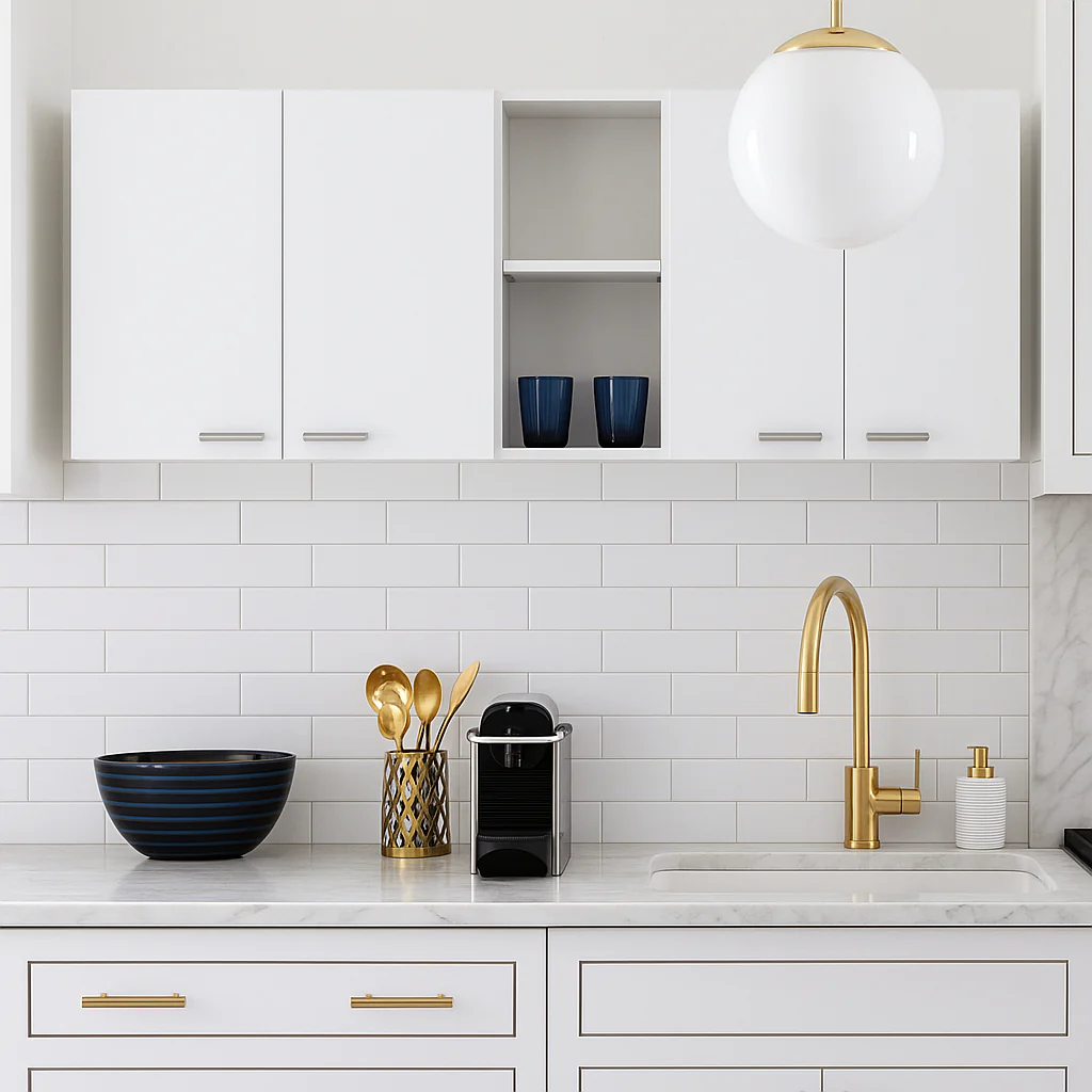 Zeus & Ruta White Plywood Wall Kitchen Cabinet with 2-Shelves and Double Door - Image 4
