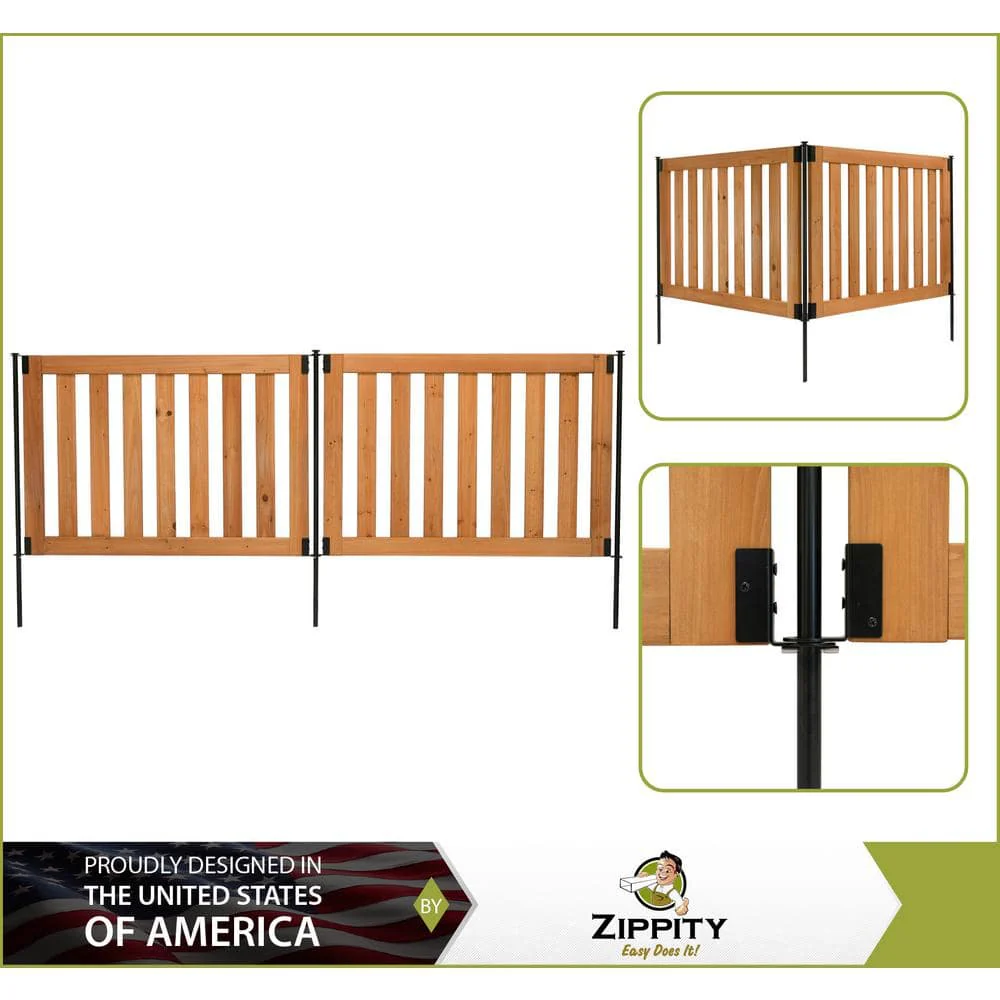 Zippity Outdoor Products Newberry Dig Free Wood Fence Kit - 48 in. x 32 in. Panels - Image 4
