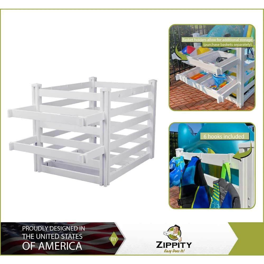 Zippity Outdoor Products Premium White Vinyl Poolside Storage Organizer - Image 3